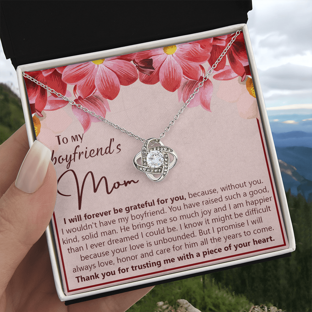 To My Boyfriend's Mom Necklace From Girlfriend Mom, Boyfriends Mom Love Knot Necklace, Boyfriend's Mom Gift Necklace, Boyfriend's Mom Gifts Necklace On Mother's Day, Xmas Present Jewelry For Women