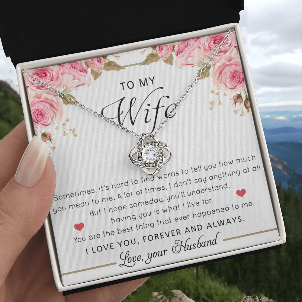 Gift Necklace For Wife, To My Wife Love Knot Necklace From Husband, Valentines Day Necklace Gift For Wife, Soulmate Gift Necklace Personalized Gift Jewelry Custom Romantic Gift Necklace For Wife