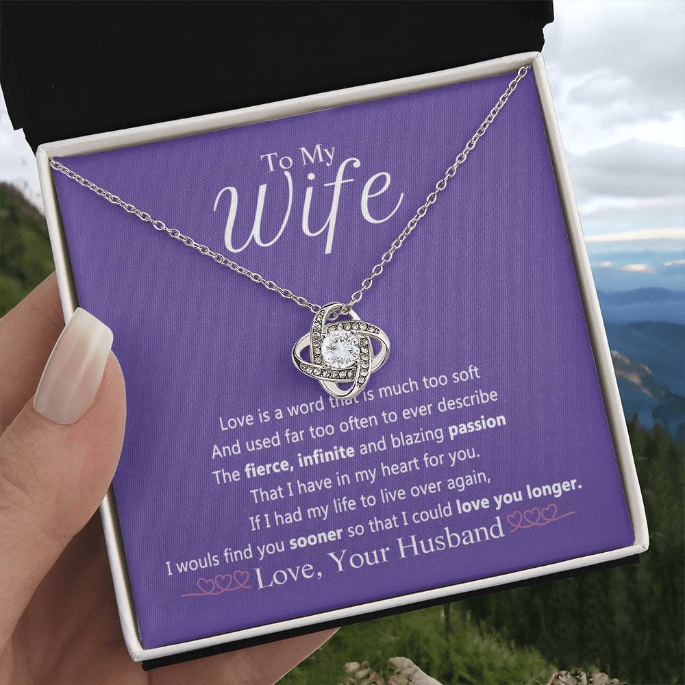 Wife Gift Necklace From Husband, To My Wife Necklace, Wife Love Knot Necklace From Husband, Jewelry Gift For Women Badass Wife Gift Necklace Soulmate Necklace Gift From Men Love You Longer Necklace