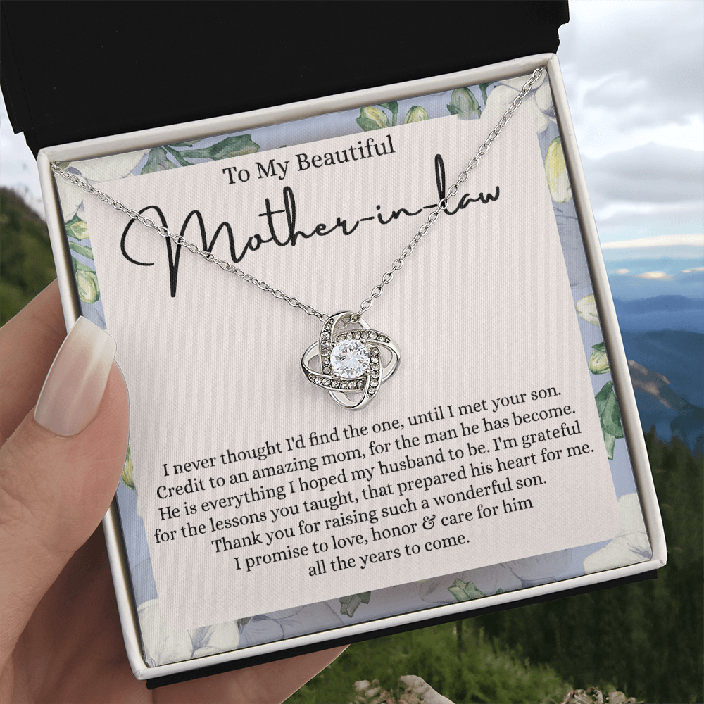 Mother In Law Gift Necklace, To My Beautiful Mother In Law Love Knot Necklace Gift From Daughter In Law, Mother And Daughter Gift Necklace Pendant, The Love Knot Necklace Gift For Mom Pendant