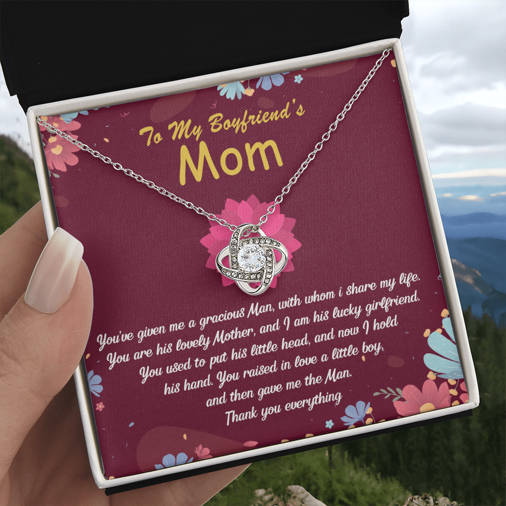 To My Boyfriends Mom Necklace From Girlfriend, Boyfriend's Mom Gift Necklace, Boyfriend Mom Gifts Jewelry For Boyfriend's Mom, Love Knot Necklace Gift For Boyfriends Mom On Mothers Day, Christmas