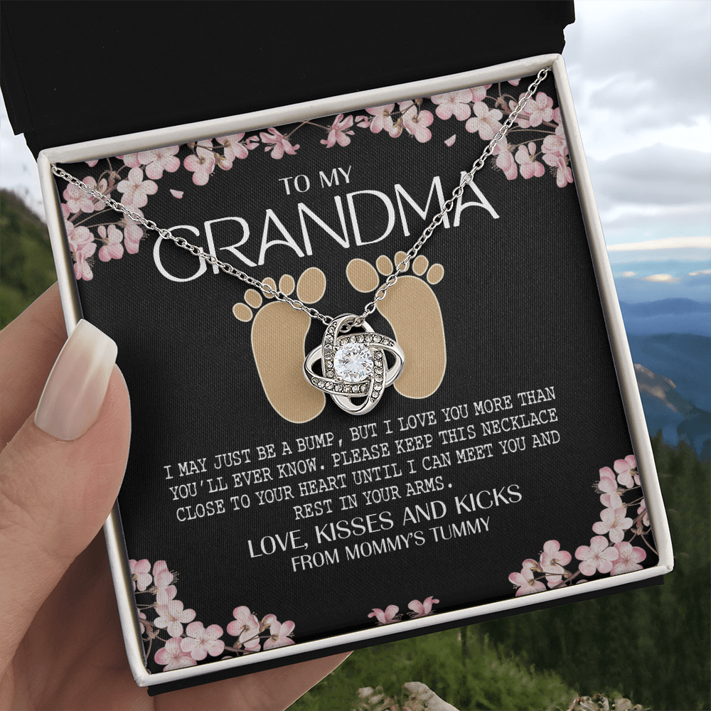 Jewelry Gift for Women, Grandma - To My Grandma Love Knot Necklace From Mommy's Tummy, Grandma And Granddaughter Gift Necklace, This Necklace Close To Your Heart Pendant, My Grandma Gift Necklace