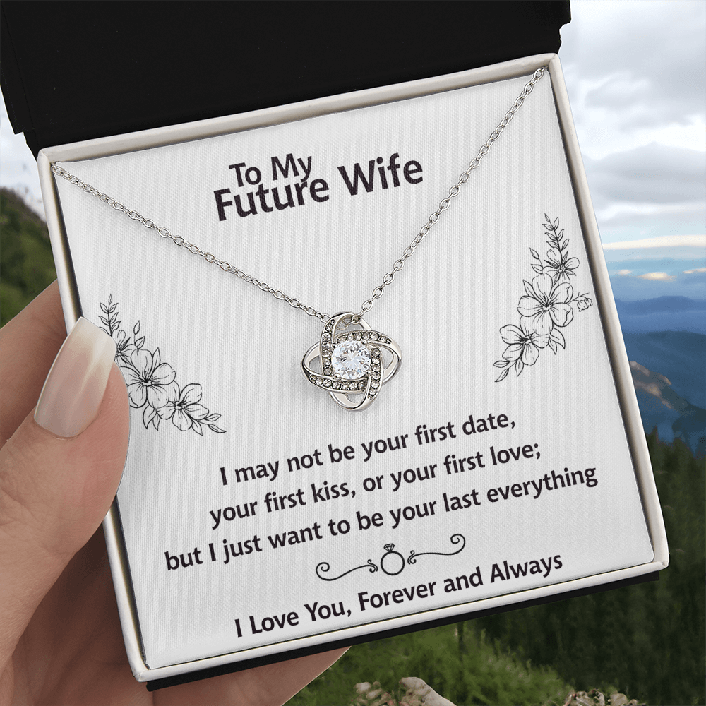 To My Future Wife Necklace, Love Knot Necklace For Girlfriend With Box And Message Card Soulmate Gift Necklace, Necklace For Her From Boyfriend, Jewelry Gift For Women, One Year Anniversary Pendant