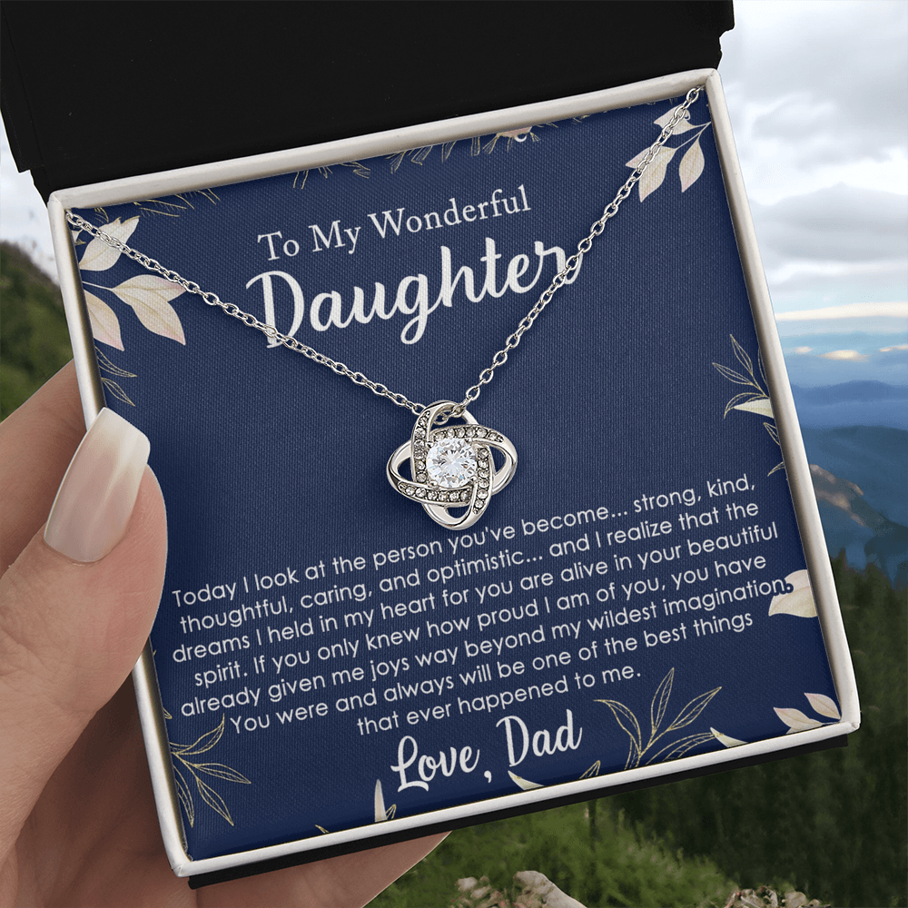 Daughter Gifts Necklace From Dad, To My Daughter Lion Dad And Daughter Love Knot Necklace Birthday Gift for Daughter From Dad, Christmas Gift For Daughter Necklace, Father To Daughter Gift Necklace