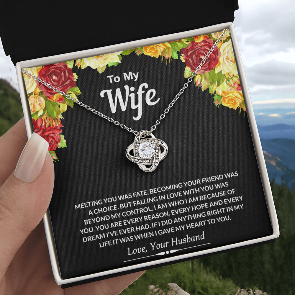 To My Wife Gift Necklace From Husband, Necklace Gift For Wife, Soulmate Gift Necklace Girlfriend, Husband To Wife Love Knot Pendant, Jewelry Gift For Women, Woman Necklace Gift My Heart To You