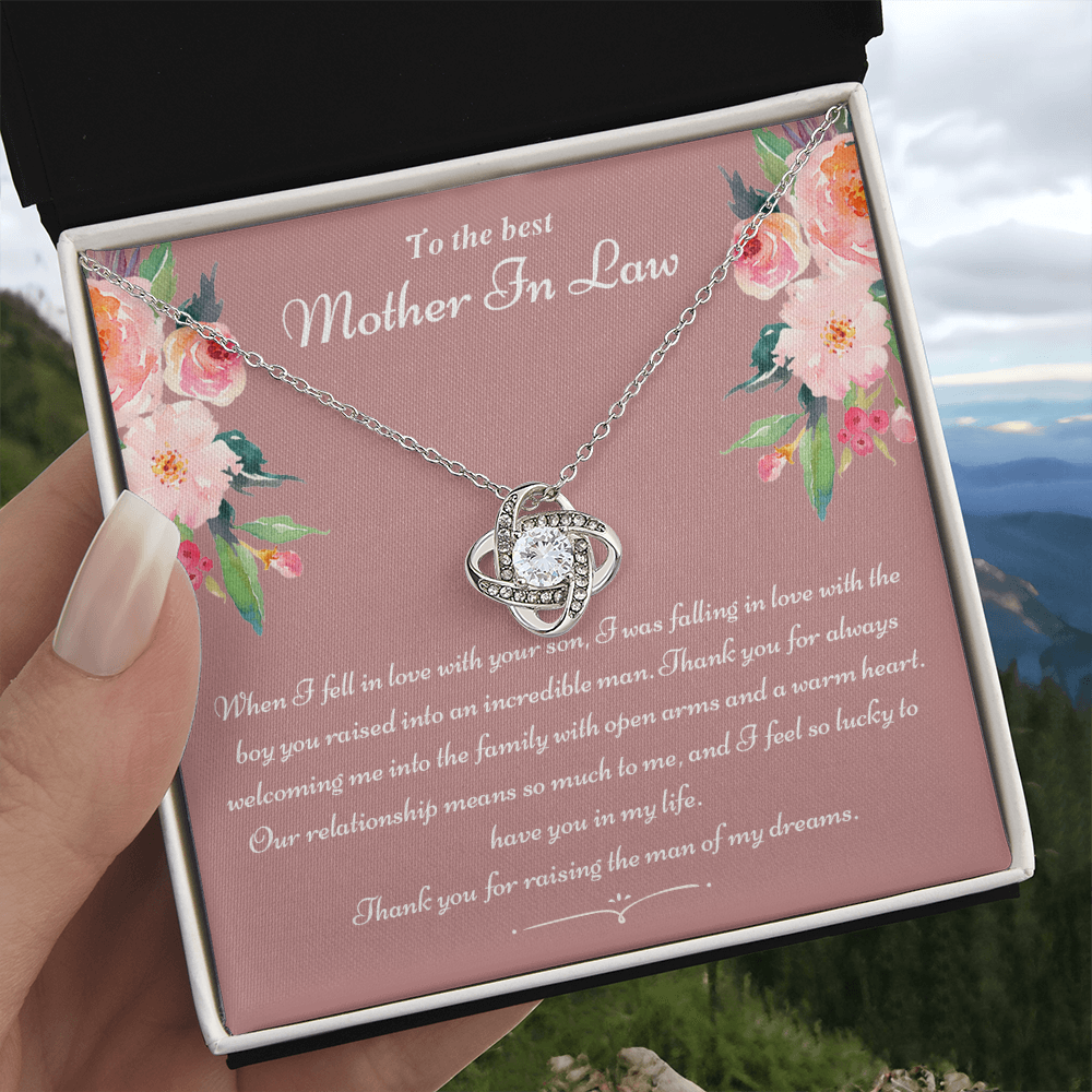 To The Best Mother In Law Gifts Love Knot Necklace, Mother's Day Necklace Gifts