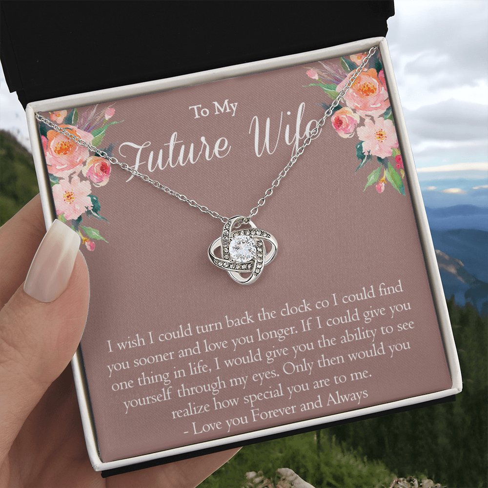 To My Future Wife Necklace From Future Husband, Personalized Gift Necklace for Future Wife, Girlfriend Pendant Jewelry for Fiance Romantic Gifts Necklace For Her, Love Knot Necklace Gift For Wife