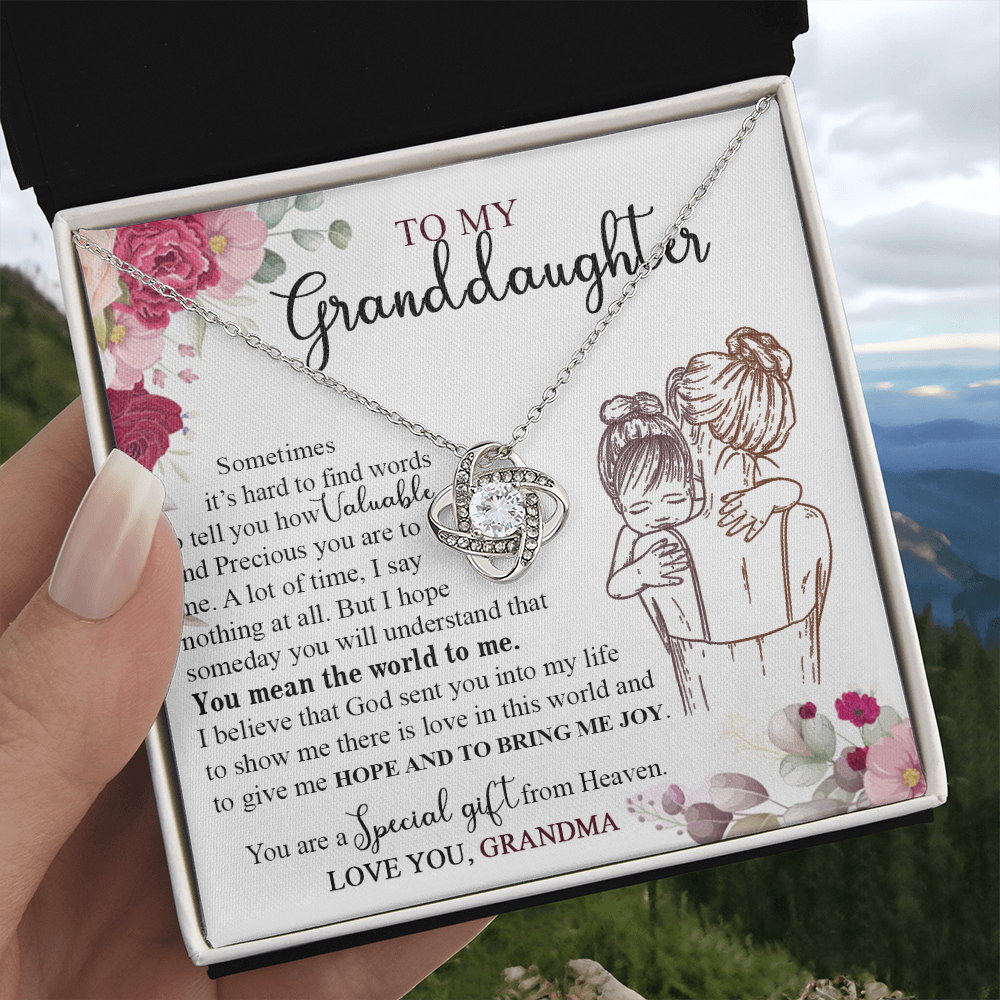 Granddaughter And Grandma Necklace, Jewelry Gift Necklace For Granddauhter - To My Granddaughter Necklace From Grandma, Love Knot Necklace For Granddaughter, Special Necklace From Heaven Necklace
