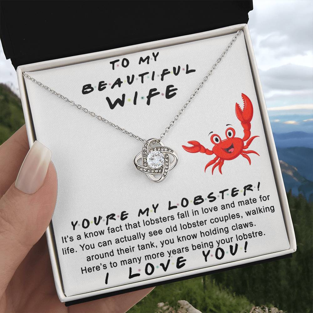 Wife Gift Necklace, To My Beautiful Wife Necklace From Husband, You're My Lobster Wife Love Knot Necklace From Husband, Jewelry Gift For Women, Badass Wife Gift Necklace, Soulmate Gift Necklace