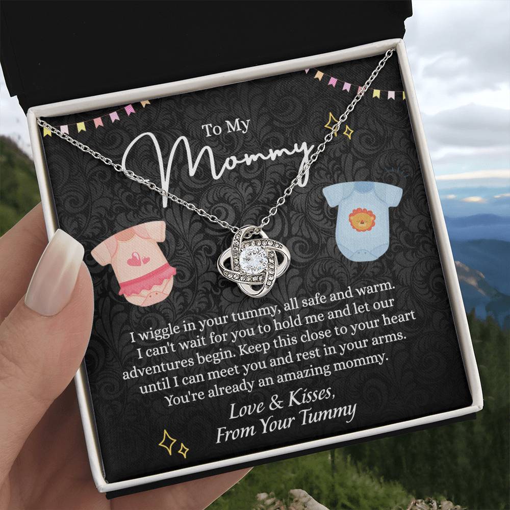 To My Mommy Love Knot Necklace, Mommy Gifts Necklace from Baby, Mommy Gift Necklace from Baby to Mom On Birthday, Gifts for Mom from Baby, New Mom Gift From Husband, New Mom Jewelry Gift For Wome