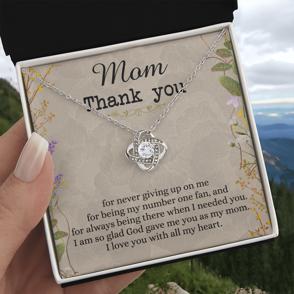 Mom Thank You Gift Necklace, To My Mom Love Knot Necklace From Daughter Necklace Gift For Mom Mother's Day Necklace Gift For Mom, Birthday Gift For Mom Anniversary Jewlry Gift For Women, Mom