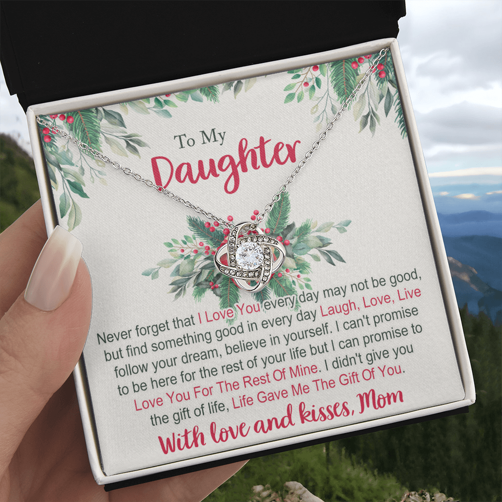 To My Daughter Gifts Necklace From Mom for Christmas Daughter's Graduation Gifts for Her, Mother To Daughter Necklace Christmas Card Pendant Mother And Daughter Jewelry Gift For Girls
