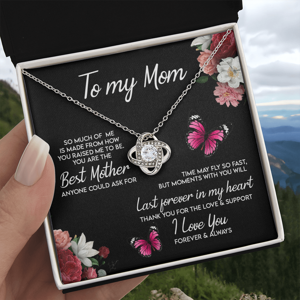 Mom Gift Necklace, To My Mom Necklace From Daughter, Love Knot Necklace Gift For Mom, Happy Mother's Day Necklace Gift Forever And Always Pendant Gift For Mom, Jewelry Gift For Women, Mom Butterfly