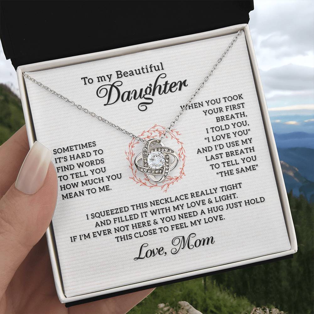 To My Beautiful Daughter Necklace from Mom, Mother and Daughter Gift Necklace, Gift for Daughter, Necklace for Daughter, Jewelry Gift For Girls, Little Girl, Sometimes It's Hard Gift Necklace