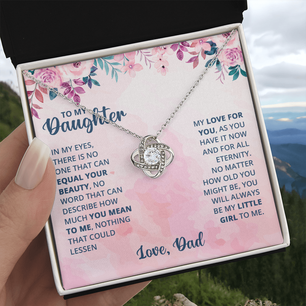 Father To Daughter Gifts Necklace From Dad, Father And Daughter Love Knot Necklace, To My Daughter Necklace From Daddy On Graduation, Birthday, Valentines, Christmas For Daughter Beautiful Girl