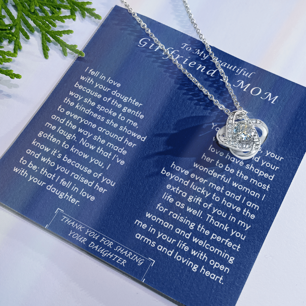 To My Girlfriend's Mom Necklace, Beautiful Girlfriend's Mom Necklace From Daughter Girlfriend's Mom Love Knot Necklace Gift Necklace For Girlfriend's Mom From Daughter Girlfriend's Mom Gift Necklace