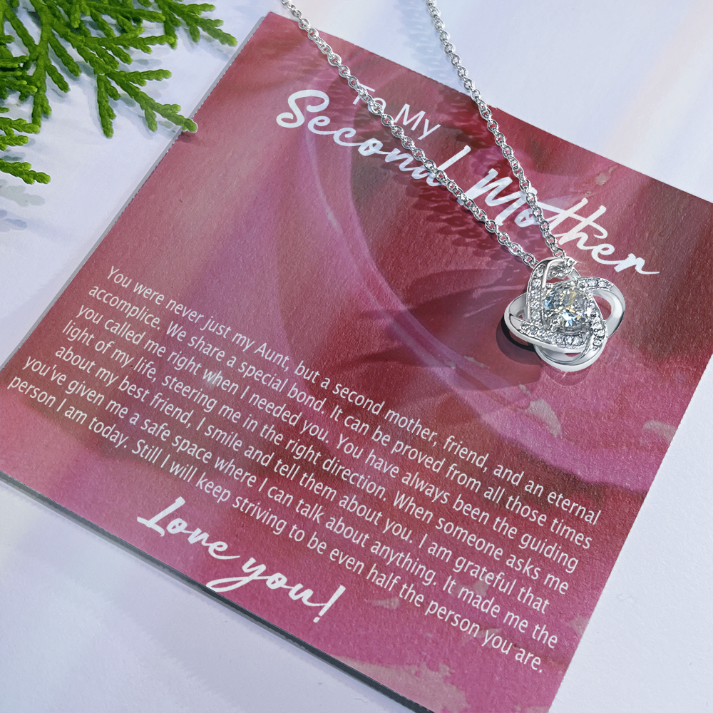 Second Mother Necklace, To My Second Mom Love Knot Necklace From Son, Second Mother Gift Necklace, Mother Pendant Gift Necklace From Daughter Or Son, Jewelry Gift For Women, Boyfriend's Mom Gift
