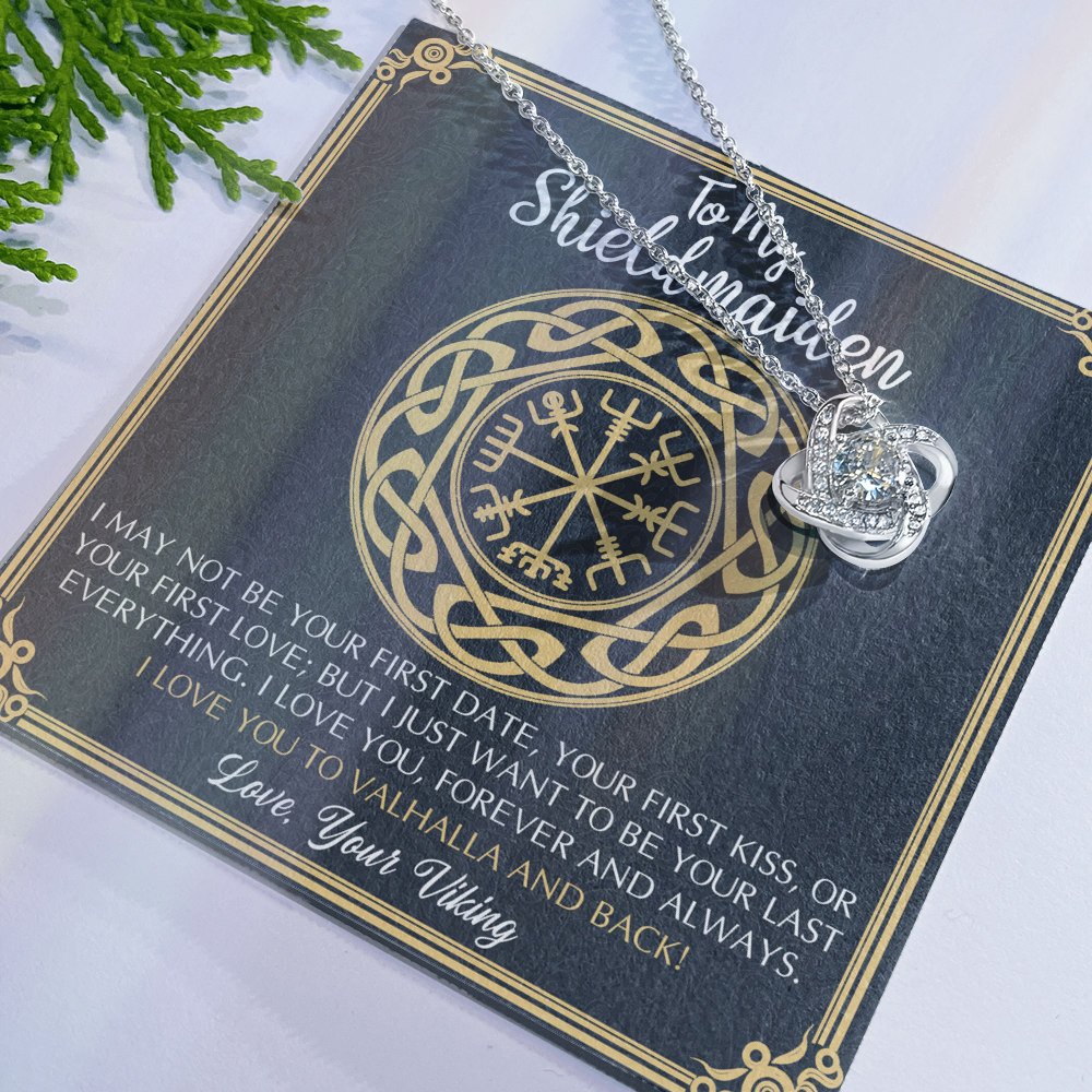Personalized Gift Necklace, To My Shieldmaiden Necklace From Viking, I Love You to Valhalla and Back Viking Necklace Jewelry Gift For Women Wife Girlfriend Anniversary Customized Message Card