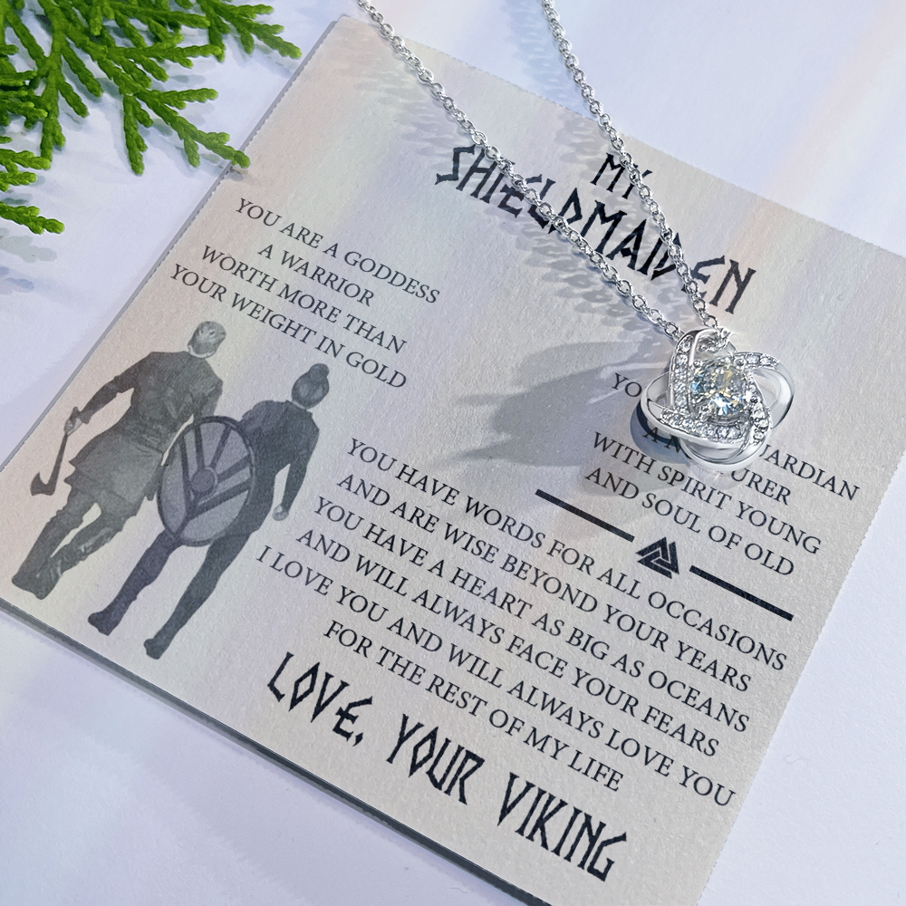 Shieldmaiden Gift Necklace, Viking Jewelry For Women, Love Knot Necklace Gifts For Her, Wife, Future-Wife, Soulmate, Girlfriends, Fiance From Him Husband, On Mother's Day, Birthday, Anniversary