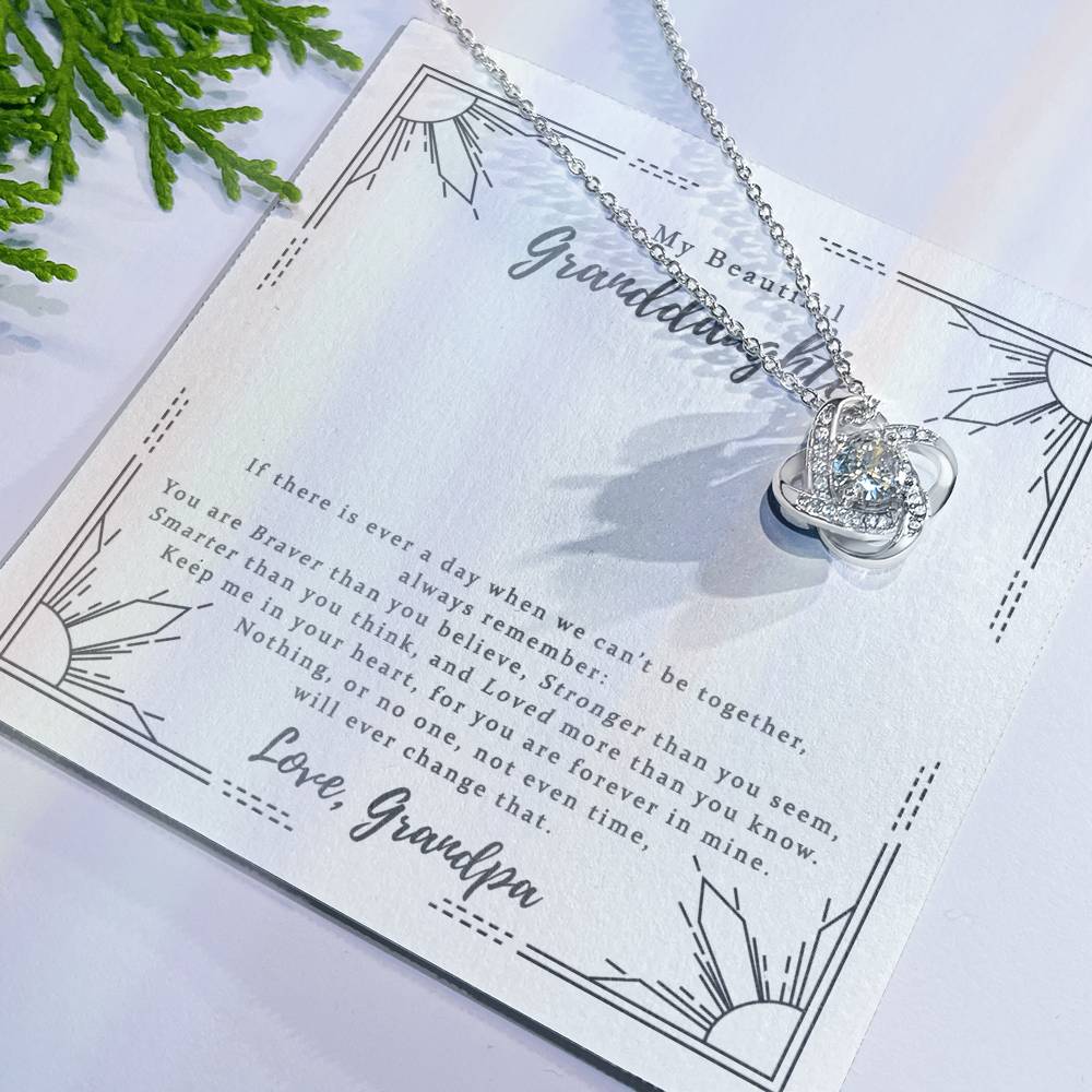 Love Knot Necklace For Granddaughter - To My Beautiful Granddaughter Necklace From Grandpa, Grandfather Gift Necklace On Birthday Gift Graduation Gift, Christmas Love Granddaughter Gift Necklace