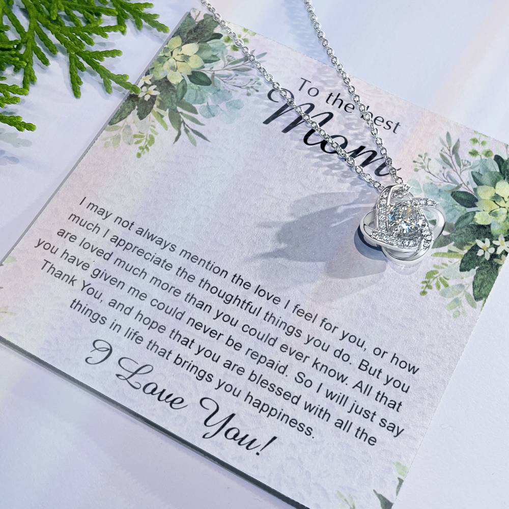 Mom Gift Necklace, To My Mom Love Knot Necklace Gift From Daughter, Son - Mother And Daughter Gift Necklace For Mom, To The Best Mom Love Knot Pendant, I Love You Necklace Gift For Mom To Daughter Love Knot Necklace 6323