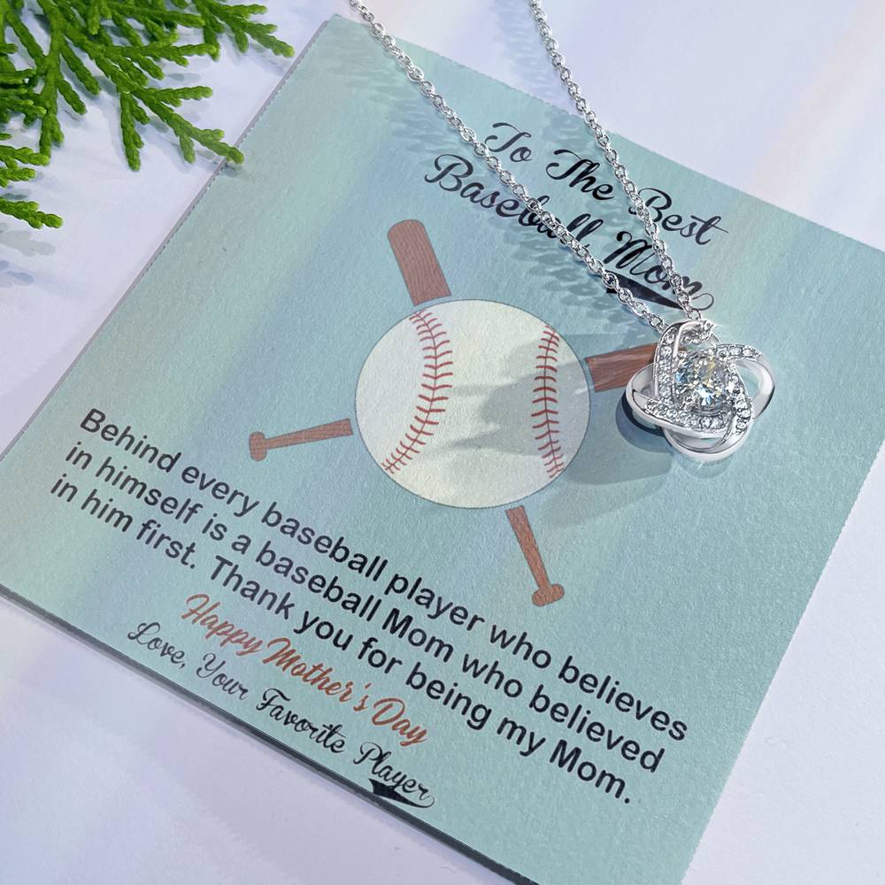 Baseball Mom Gift Necklace, To the Best Baseball Mom Necklace From Daughter, Favorite Player Necklace Gift For Mom, Baseball Mom Love Knot Necklace Jewelry Gift For Women, To The Best Mom Necklace Love Knot Necklace 6323
