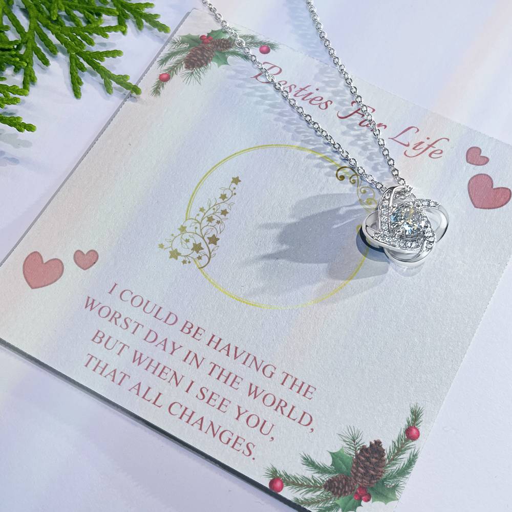 Gifts Necklace For Besties, To My Besties Love Knot Necklace From Friend, Best Friend Birthday Gift Necklace, Long Distance Best Friend Necklace, Besties For Life Necklace Jewelry Gift For Girls