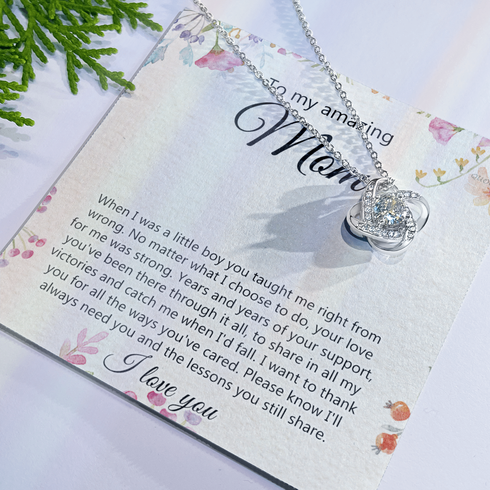 To My Amazing Mom Necklace From Daughter, Son Necklace Gift For Mom, Thank You Mom, Mother Necklace Gift On Mother's Day Birthday Gift, Anniversary, Mom Love Knot Necklace Jewelry Gift For Women