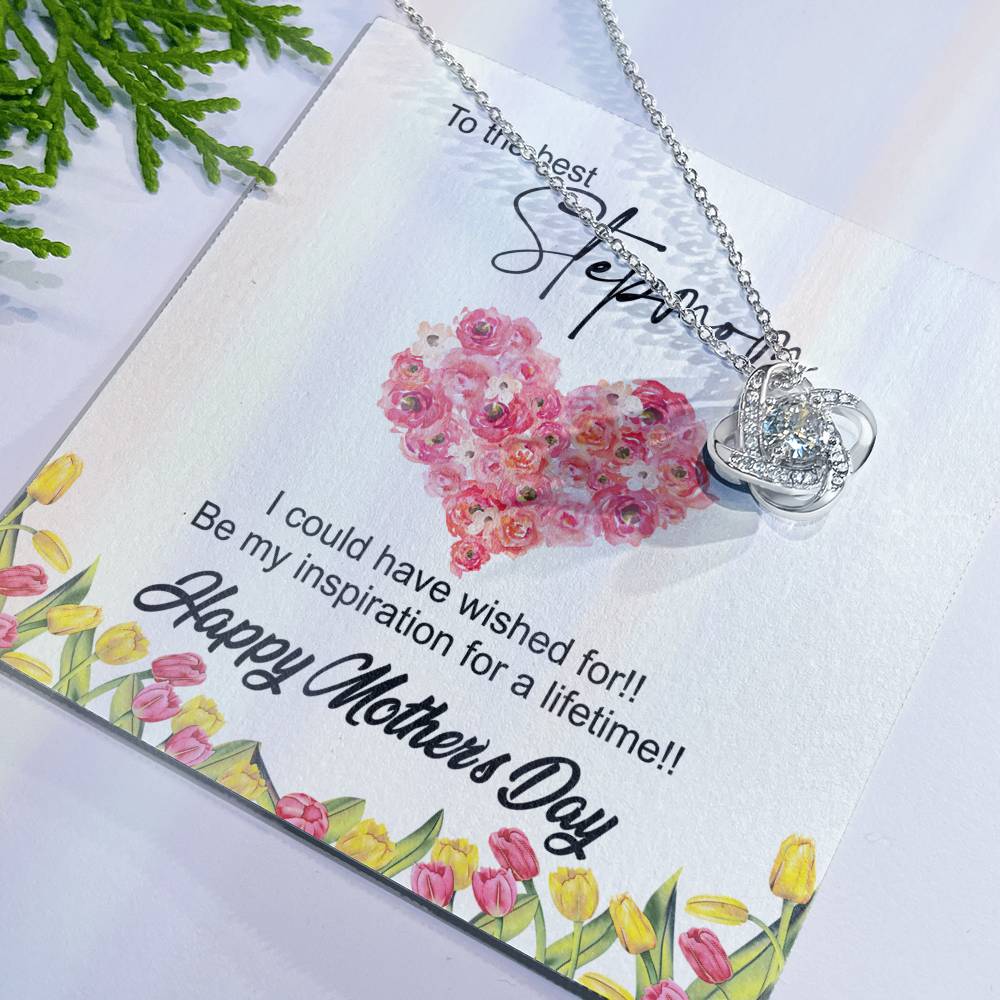 To The Best Stepmon Necklace, Happy Mother's Day Necklace Gift From Daughter, Son To My Step Mom Necklace From Daughter, Stepmom Gift Necklace, Boyfriend's Mom Gift Necklace, Love Knot Gift For Mom Love Knot Necklace 6323