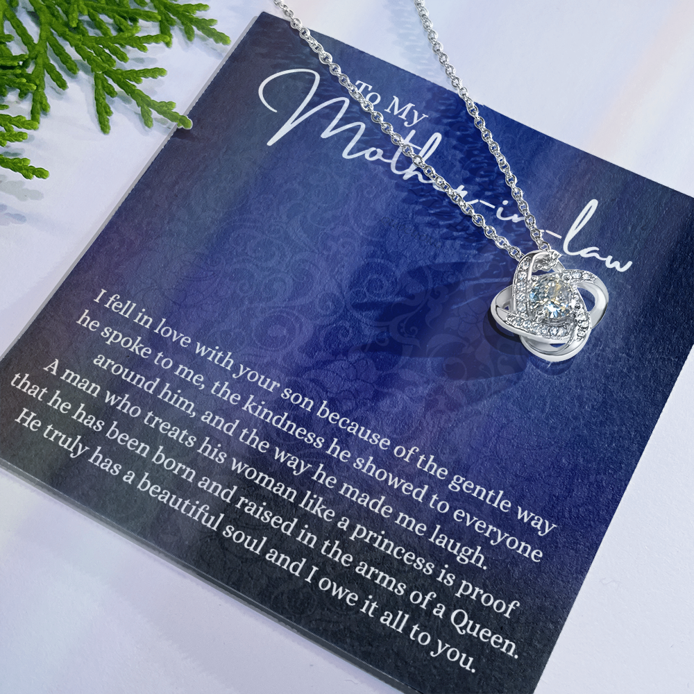 To My Mother in Law Love Knot Necklace, Mother in Law Jewelry Gift Box, Gift Card For Mom, Necklace for Mother in Law Jewelry Gift For Women, To My Mother-in-law On Wedding Day Mother's day Necklace