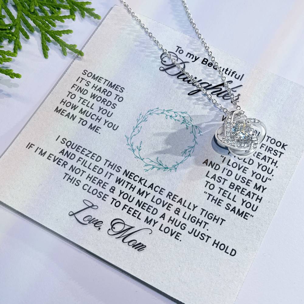 To My Beautiful Daughter Necklace from Mom, Mother to Daughter Gift Necklace for Daughter from Mother Jewelry Gift For Girls Little Girl, Daughter Necklace Pendant, Beautiful Daughter Necklace