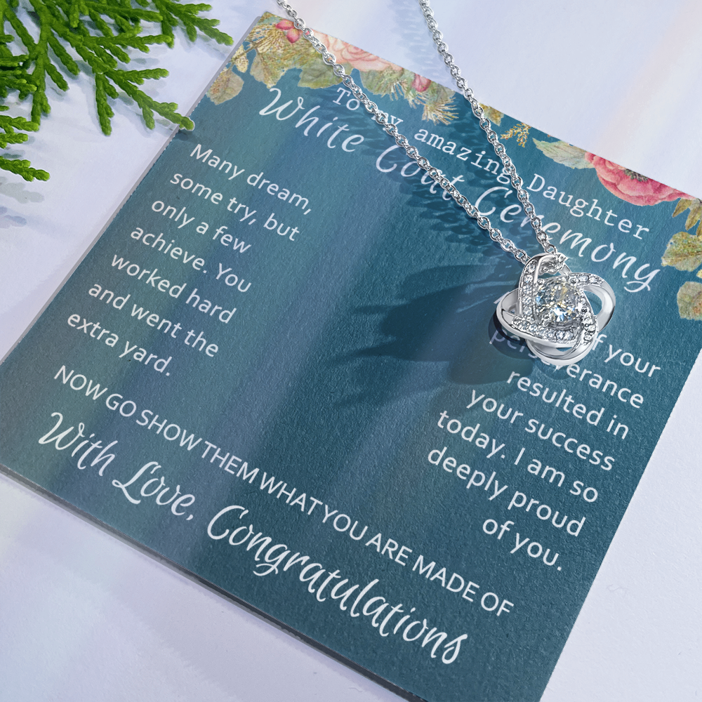 White Coat Ceremony Love Knot Necklace, Medical School Graduation Necklace, Student Ceremony Graduation Gift For New Doctor, Necklace Gift For Her, Girl Daughter, Sister Class Of 2024 Gift Necklace
