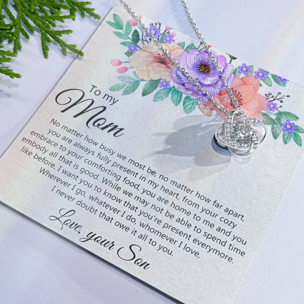 To My Mom Love Your Son Necklace, Meaningful Gift Necklace for Mom, To My Mom Love Knot Necklace, Jewelry Gift For Women, Pendant Gift for Mom, Son to Mom Jewelry Mom Gift Necklace on Mother's Day Love Knot Necklace 6323