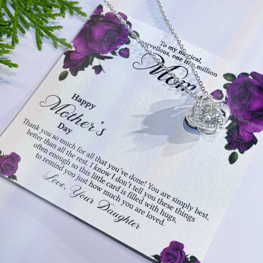 To My Mom Necklace From Daughter, Happy Mother's Day Necklace Gift For Women, Jewelry For Mom, Thank You Necklace Gift For Mom On Mothers Day, Anniversary, Birthday Mother And Daughter Gift Necklace