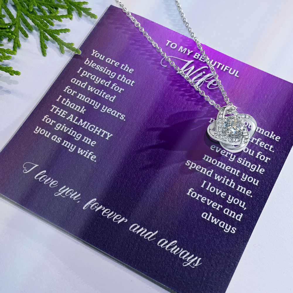 Beautiful Wife Gift Necklace, To My Wife Necklace From Husband, Wife Love Knot Necklace From Husband, Jewelry Gift For Women Badass Wife Gift Necklace, Soulmate Gift Necklace Gift From Men