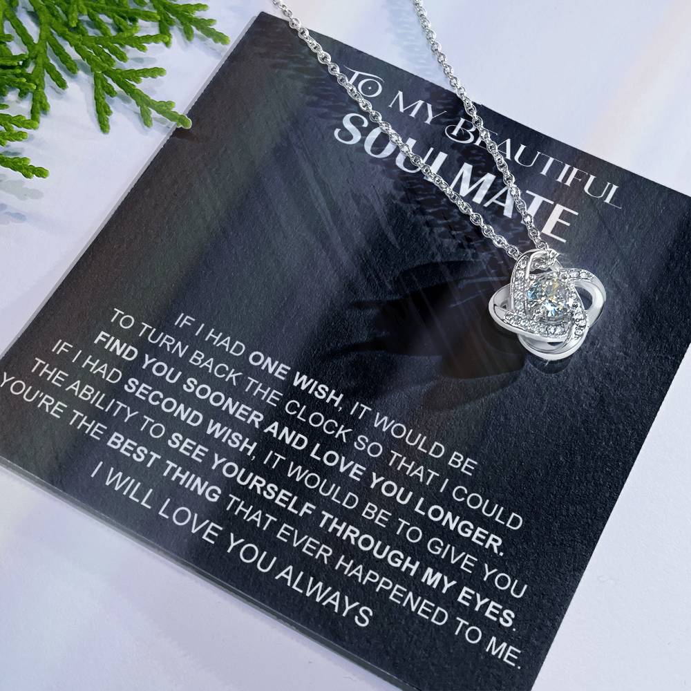 Love Knot Necklace Gift For Soulmate, Valentine's Day Gift Necklace For Soul Mate, To My Beautiful Soulmate Gift Necklace From Boyfriend, Husband for Her Romantic, Girlfriend Gifts Necklace