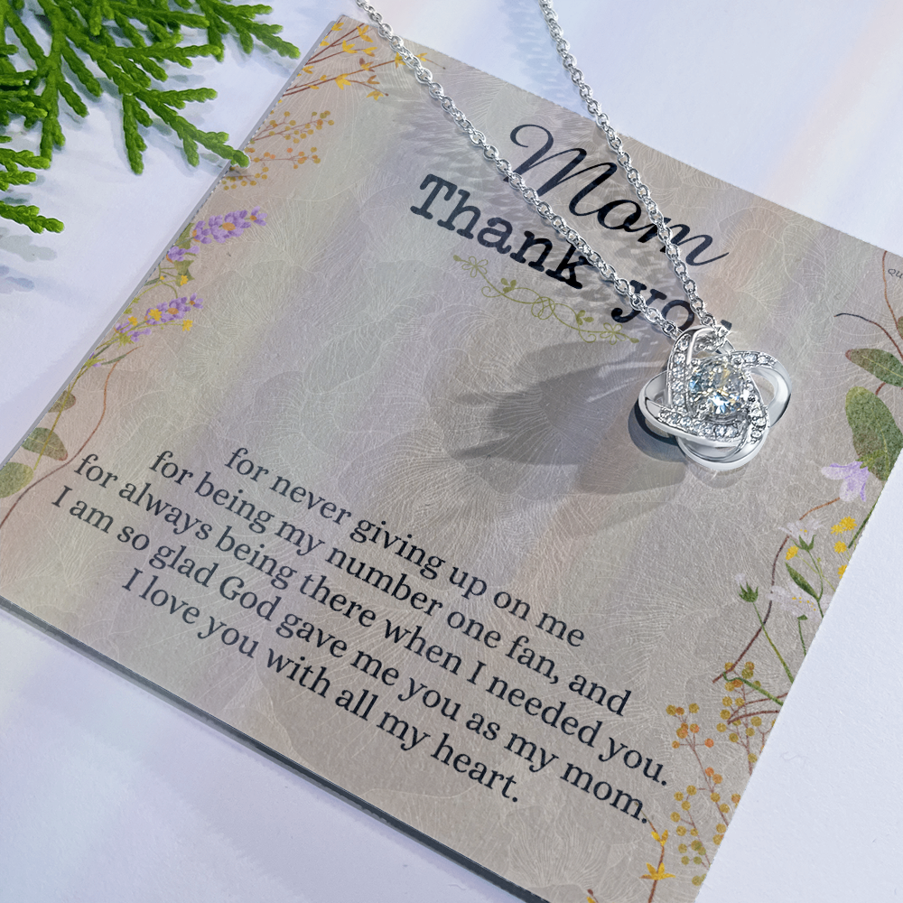 Mom Thank You Gift Necklace, To My Mom Love Knot Necklace From Daughter Necklace Gift For Mom Mother's Day Necklace Gift For Mom, Birthday Gift For Mom Anniversary Jewlry Gift For Women, Mom