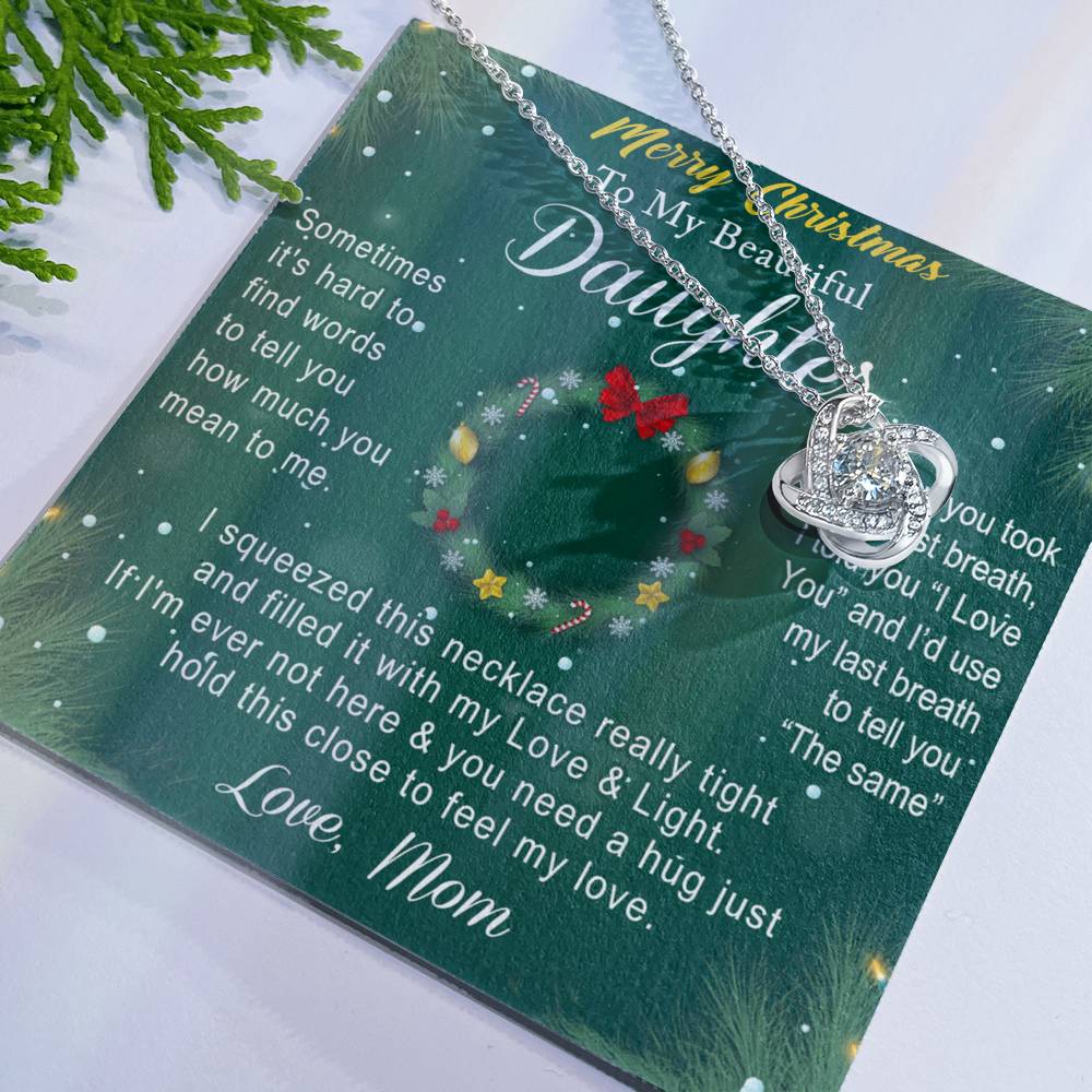 To My Beautiful Daughter Gift Necklace From Mom, Merry Christmas  Necklace For Daughter, Necklace for Christmas Daughter, Little Girl, Gift Pendant Mother And Daughter Jewelry Gift For Girls