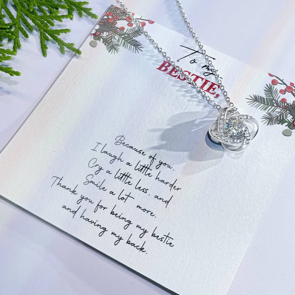 Gifts Necklace For Besties, To My Besties Love Knot Necklace From Friend, Man Because Of You Gift Necklace, Long Distance Best Friend Necklace, Besties Necklace Jewelry Gift For Girls, Her