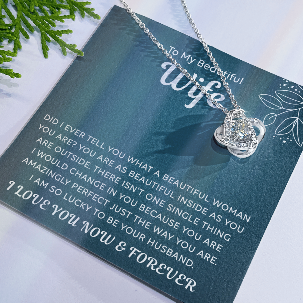Wife Gift Necklace, To My Beautiful Wife Necklace From Husband, Wife Love Knot Necklace From Husband, Jewelry Gift For Women, Beautiful Women, Badass Wife Gift Necklace, Soulmate Gift Necklace