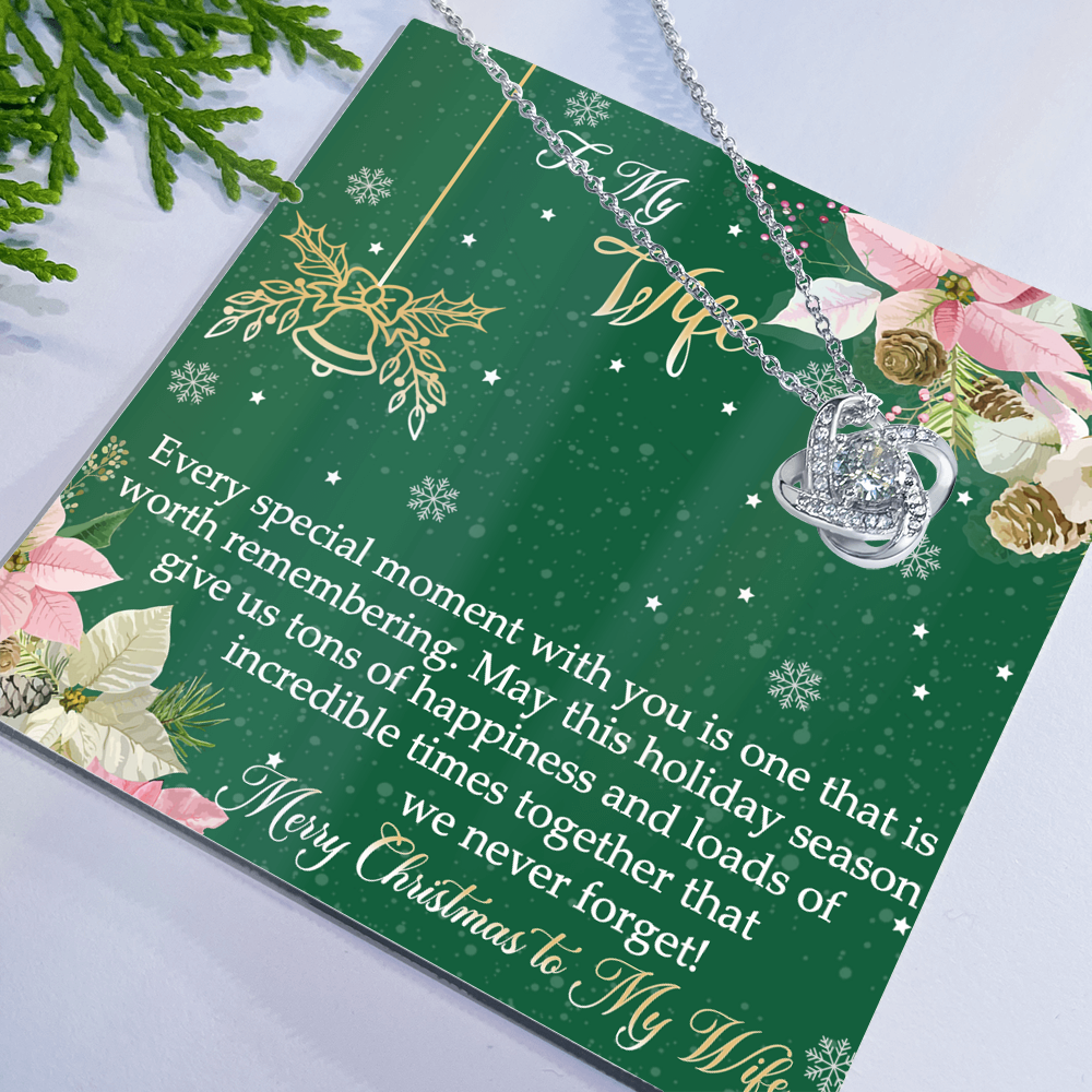 The Love Knot Gift For Wife, To My Wife Merry Christmas Necklace From Husband, Jewelry Gift For Women, Husband To Wife Love Knot Pendant, Merry Christmas To My Wife Gift Necklace On Christmas