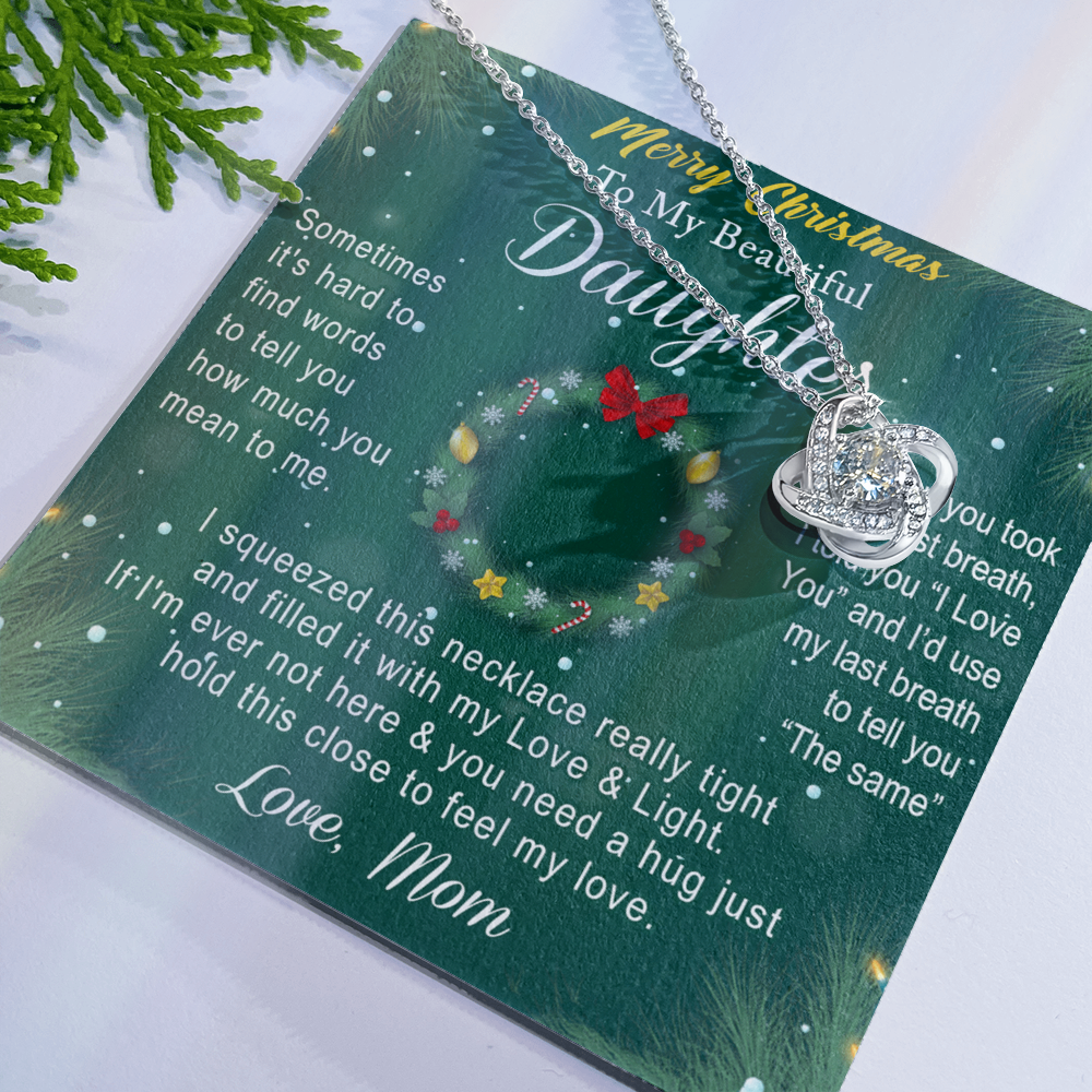 To My Beautiful Daughter Gift Necklace From Mom, Merry Christmas  Necklace For Daughter, Necklace for Christmas Daughter, Little Girl, Gift Pendant Mother And Daughter Jewelry Gift For Girls