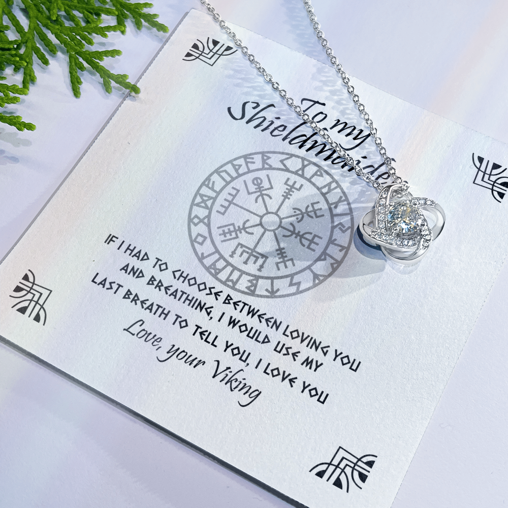 To My Shieldmaiden Necklace From Viking, Gift Neklace For Wife From Husband, Gift Pendant For Girlfriend From Boyfriend, Shieldmaiden Gift Love Knot Necklace On Birthday, Anniversary Valentine Day