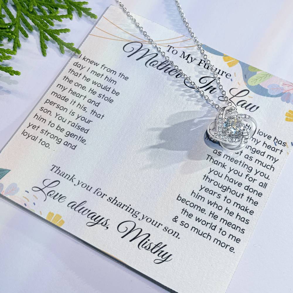 To My Future Mother In Law Necklace, To My Mother In Law Love Knot Necklace Gift From Son, Personalized Gift Necklace for Mother-In-Law From Son, Wedding Gift Necklace Bride Groom To Mother In Law