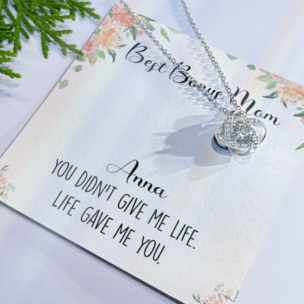 Personalized Necklace Gift For Bonus Mom, To The Best Bonus Mom Necklace From Bonus Daughter, Custom Name Card Necklace Gift For Bonus Mom, Jewelry For Women, Bonus Son Gift On Mothers Day, Birthday