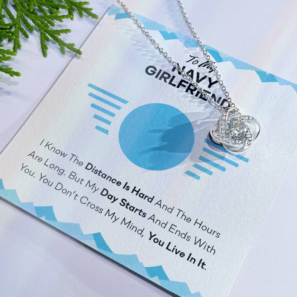 To My Navy Girlfriend Gifts for Navy Girlfriend's Birthday Present Anniversary From Boyfriend, Husband, Girlfriend Gift Necklace - Jewelry Gift For Girls, Love Knot Pendant Gift For Girlfriend Soulmate