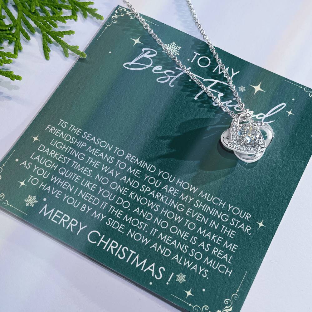 To My Best Friend Love Knot Necklace From Friend, Jewelry Gift For Friend, Merry Chirstmas Necklace Gift For Friend, BFF Gift Necklace, Best Friend Gift Necklace On Birthday, Anniversary, Christmas