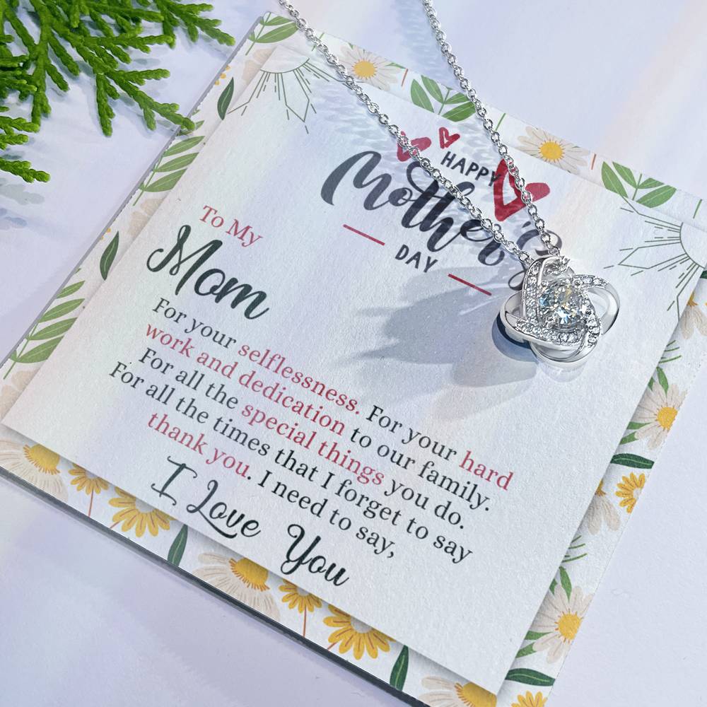 To My Mom Necklace, Happy Mother's Day Necklace Gift For Mom, Thank You Gift Necklace For Mom, To My Mom Necklace From Daughter Or Son, Mother And Daughter Jewelry Gift For Women, Bonus Mom, Mother Love Knot Necklace 6323