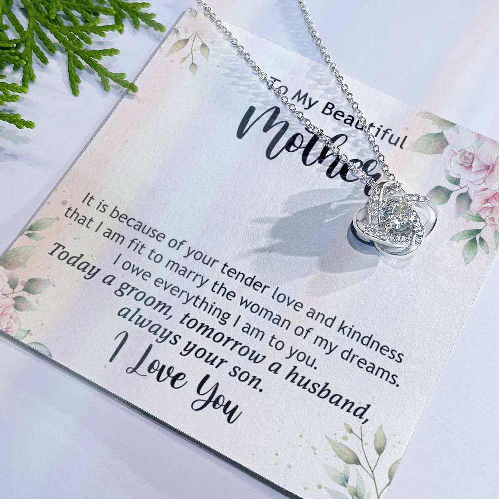 To My Beautiful Mother Necklace, The Love Knot Necklace Gift For Mom, Mother, Bonus Mom Gift Necklace, Beautiful Mom Gift Necklace From Son, Love Always Your Son Necklace Gift For Mother, Mom Gift