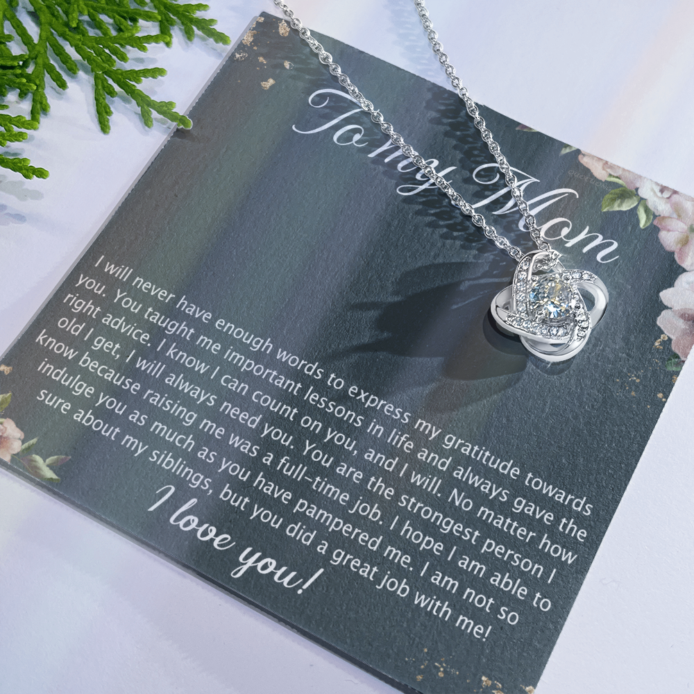 To My Mom Love Knot Necklace From Daughter, No Matter Necklace Gift For Mom, Daughter And Mother Love Knot Pendant Gift For Mom, Jewelry Gift For Women, Mom Gift Necklace, Daughter To Mom Pendant